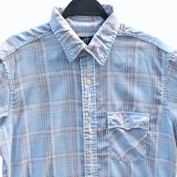 Levi's 1980's Single Pocket Western Men's Short Sleeve Shirt L Rockabilly Rodeo - Picture 2 of 9